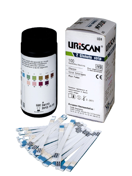 Тест-смужки URISCAN U24 GluKeto (визначення глюкози і кетонів в сечі) №100